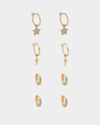 Raising Hell Women's Starstruck Huggie Earring Stack Gold