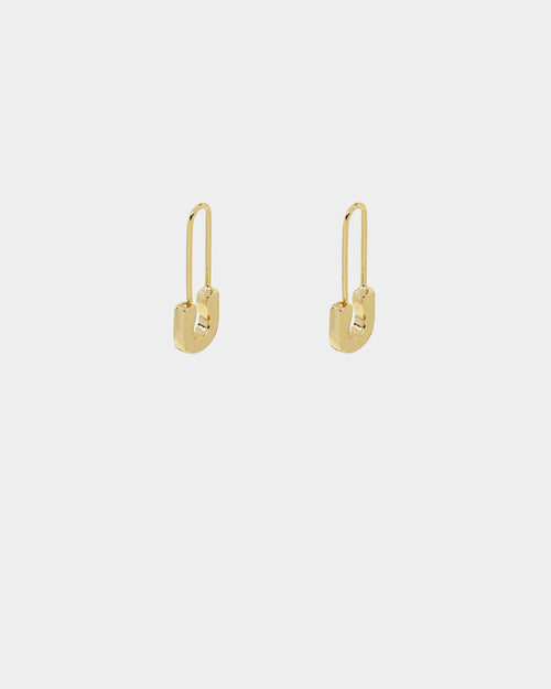 Raising Hell Women's Safety Pin Earrings Gold