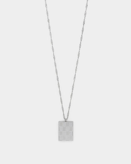Saint Morta Checkerboard Pendant Necklace White Gold
