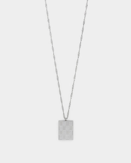 Saint Morta Checkerboard Pendant Necklace White Gold