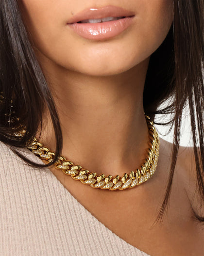 Raising Hell Women's Nine Iced Necklace Iced Gold