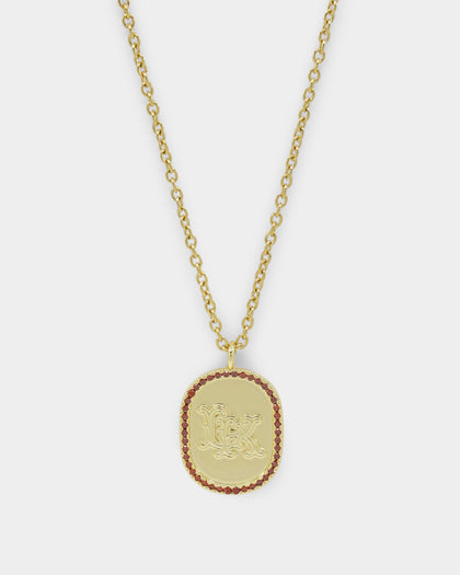 Last Kings Regalia Monogram Necklace Gold/Red