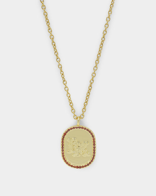 Last Kings Regalia Monogram Necklace Gold/Red