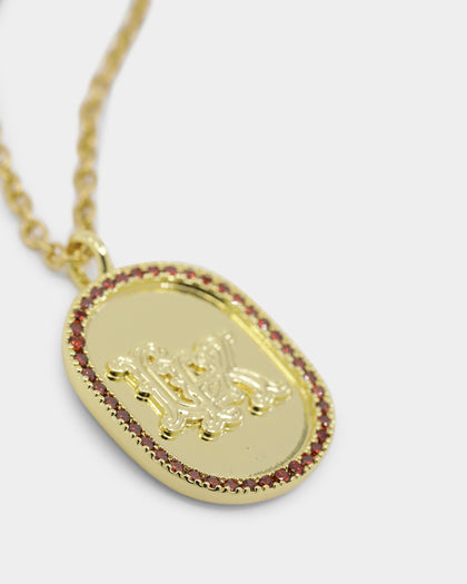Last Kings Regalia Monogram Necklace Gold/Red