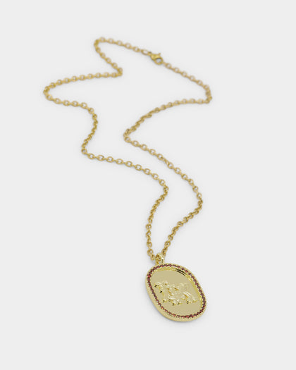 Last Kings Regalia Monogram Necklace Gold/Red