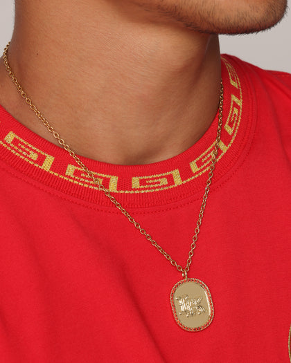 Last Kings Regalia Monogram Necklace Gold/Red