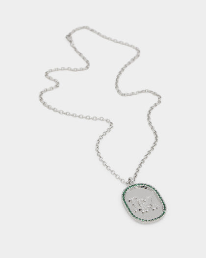 Last Kings Regalia Monogram Necklace White Gold/Green