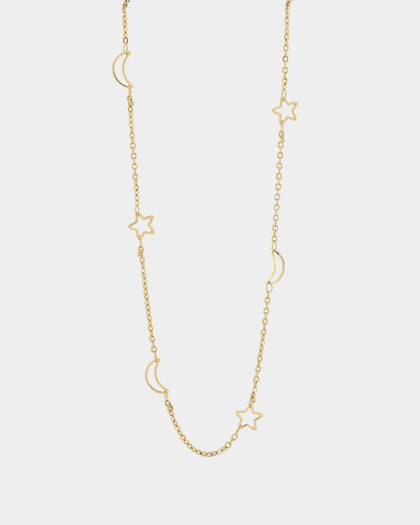 Raising Hell Women's Moon And Stars Necklace Gold