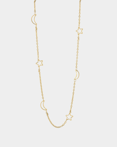 Raising Hell Women's Moon And Stars Necklace Gold