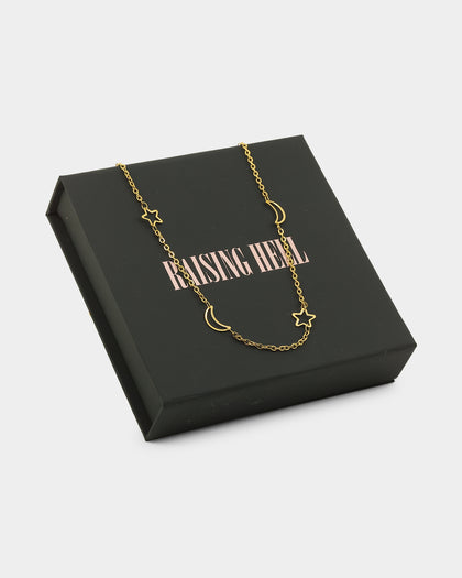 Raising Hell Women's Moon And Stars Necklace Gold