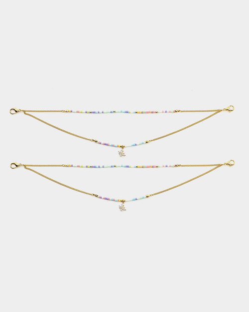 Raising Heel Women's Butterfly Beaded Shoe Chain Iced Gold