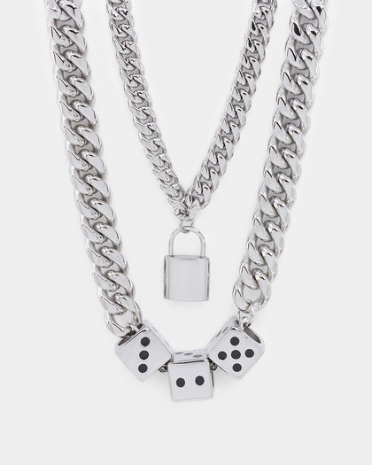 Infra Double Dice Padlock Chain Set Stainless Steel