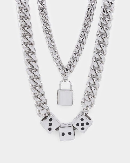 Infra Double Dice Padlock Chain Set Stainless Steel