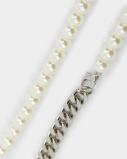 Infra Cuban Split Pearl Chain Stainless Steel
