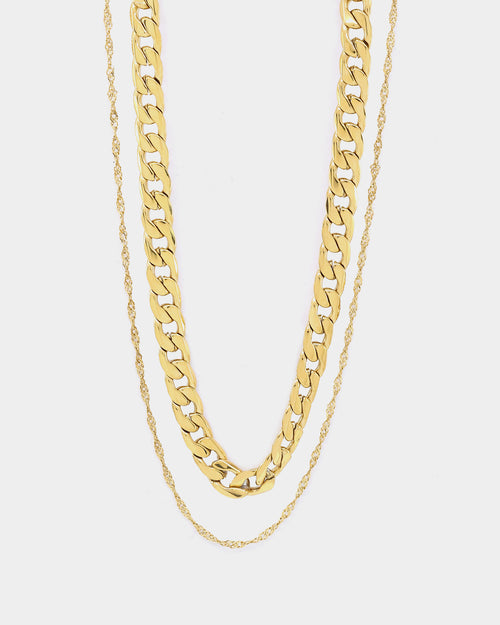 NXS Diamond Cut Double Chains Gold