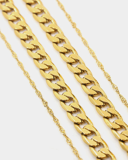 NXS Diamond Cut Double Chains Gold