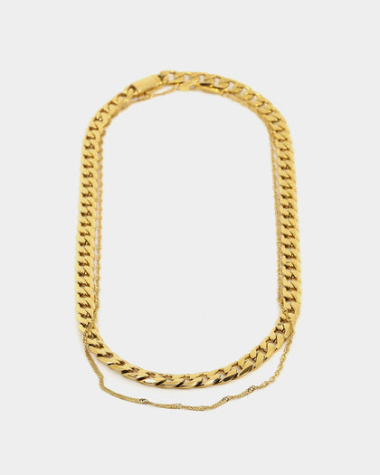 NXS Diamond Cut Double Chains Gold