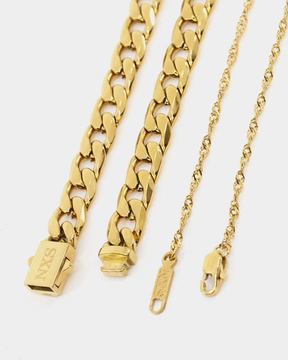 NXS Diamond Cut Double Chains Gold
