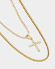NXS Double Cross Chain Iced Gold