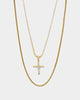 NXS Double Cross Chain Iced Gold
