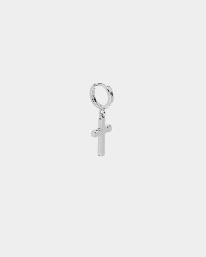NXS Mini Cross Earring White Gold