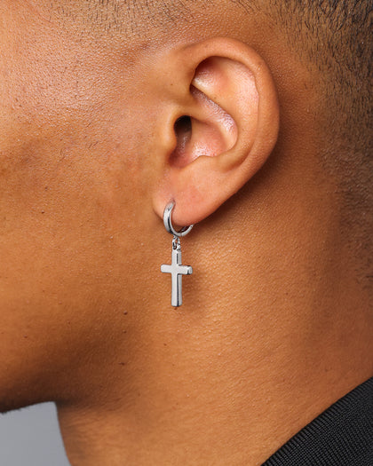 NXS Mini Cross Earring White Gold