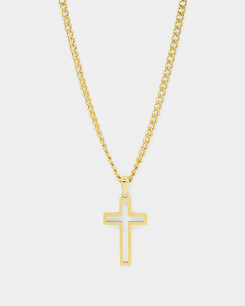NXS Hollow Cross Chain Gold
