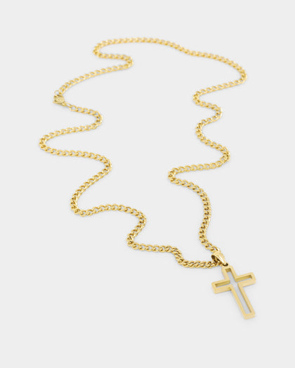 NXS Hollow Cross Chain Gold