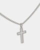 NXS Hollow Cross Chain White Gold