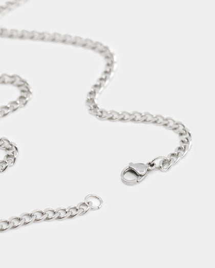NXS Hollow Cross Chain White Gold