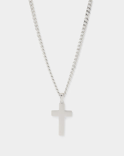 NXS Solid Cross Chain White Gold