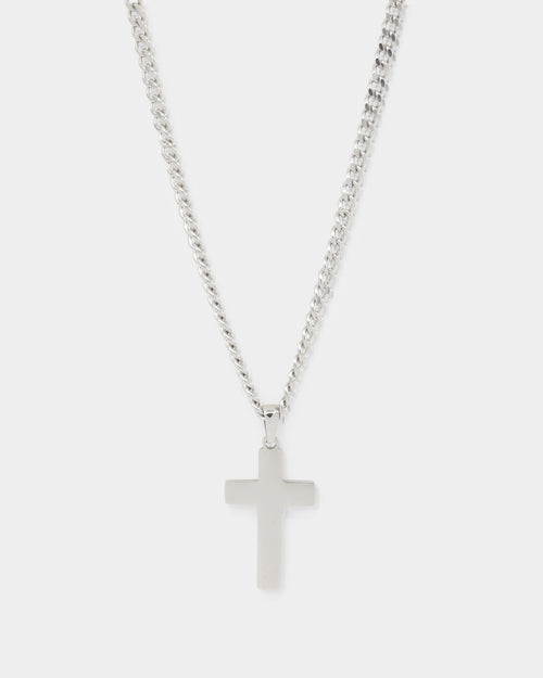 NXS Solid Cross Chain White Gold