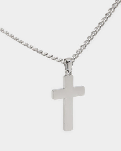 NXS Solid Cross Chain White Gold