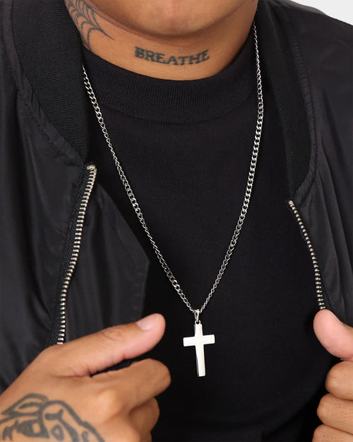 NXS Solid Cross Chain White Gold
