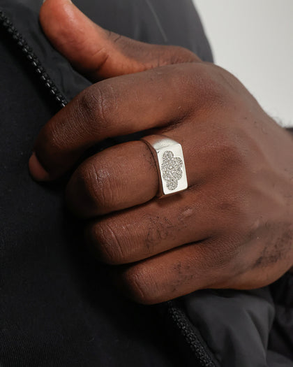 Wild For The Weekend Cloud Crystal Signet Ring (Large) Silver