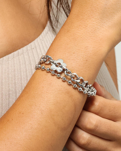 Wild For The Weekend Flower Bracelet Silver