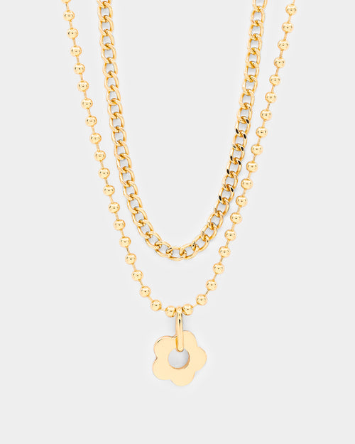 Wild For The Weekend Flower Necklace Gold