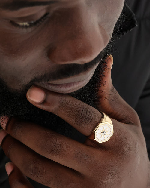 Wild For The Weekend Octagon Sun Signet Ring (Large) Gold