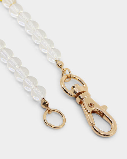 Wild For The Weekend Smiley Beaded Necklace Gold