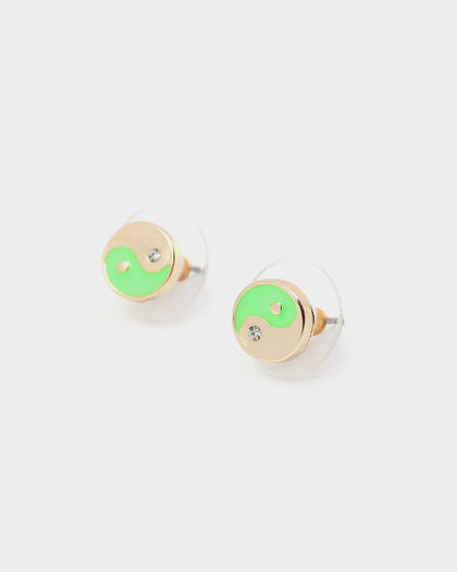 Wild For The Weekend Ying Yang Studs Gold