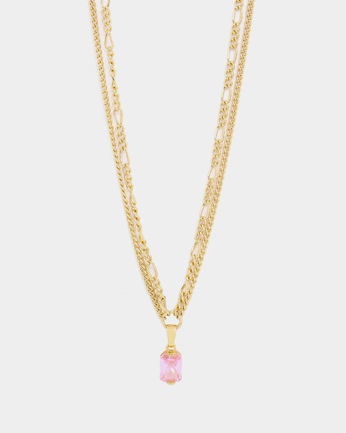 Raising Hell Women's Pendant Figaro Choker Necklace Pink/Gold