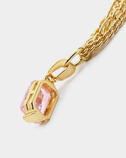Raising Hell Women's Pendant Figaro Choker Necklace Pink/Gold