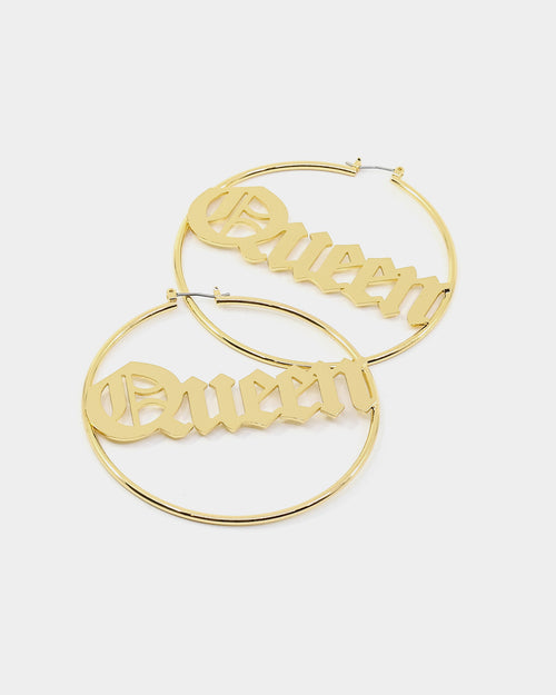 Raising Hell Women's Queen Hoop Earrings Gold