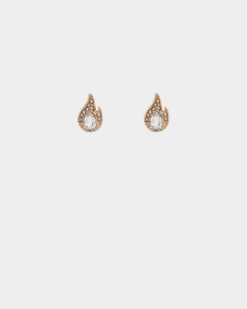 Wild For The Weekend Crystal Flame Studs Gold