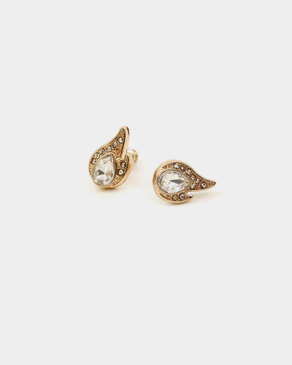 Wild For The Weekend Crystal Flame Studs Gold