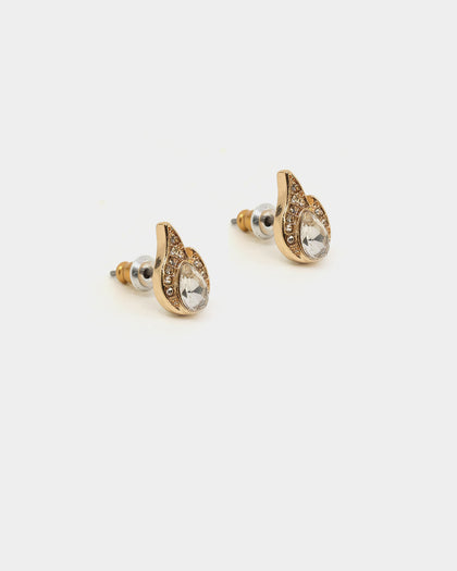 Wild For The Weekend Crystal Flame Studs Gold