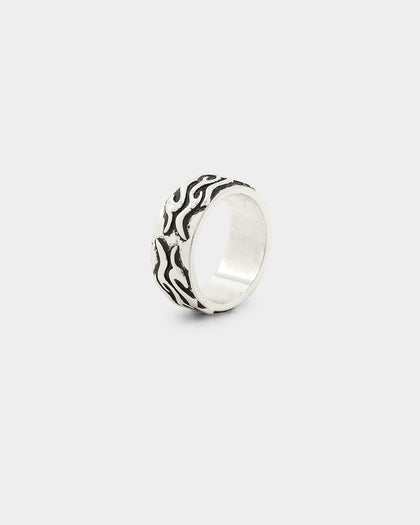 Wild For The Weekend Fire Band Ring (Large) Silver