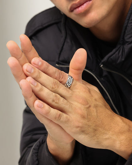 Wild For The Weekend Fire Band Ring (Large) Silver