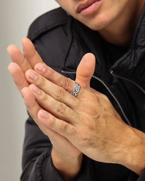 Wild For The Weekend Fire Band Ring (Large) Silver