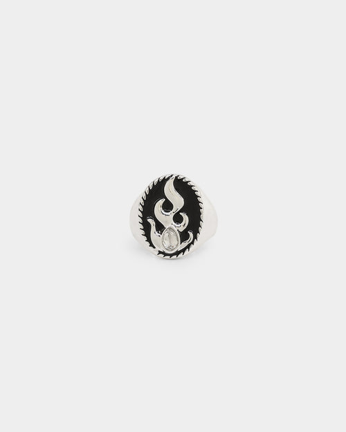 Wild For The Weekend Flame Signet Ring (Large) Silver